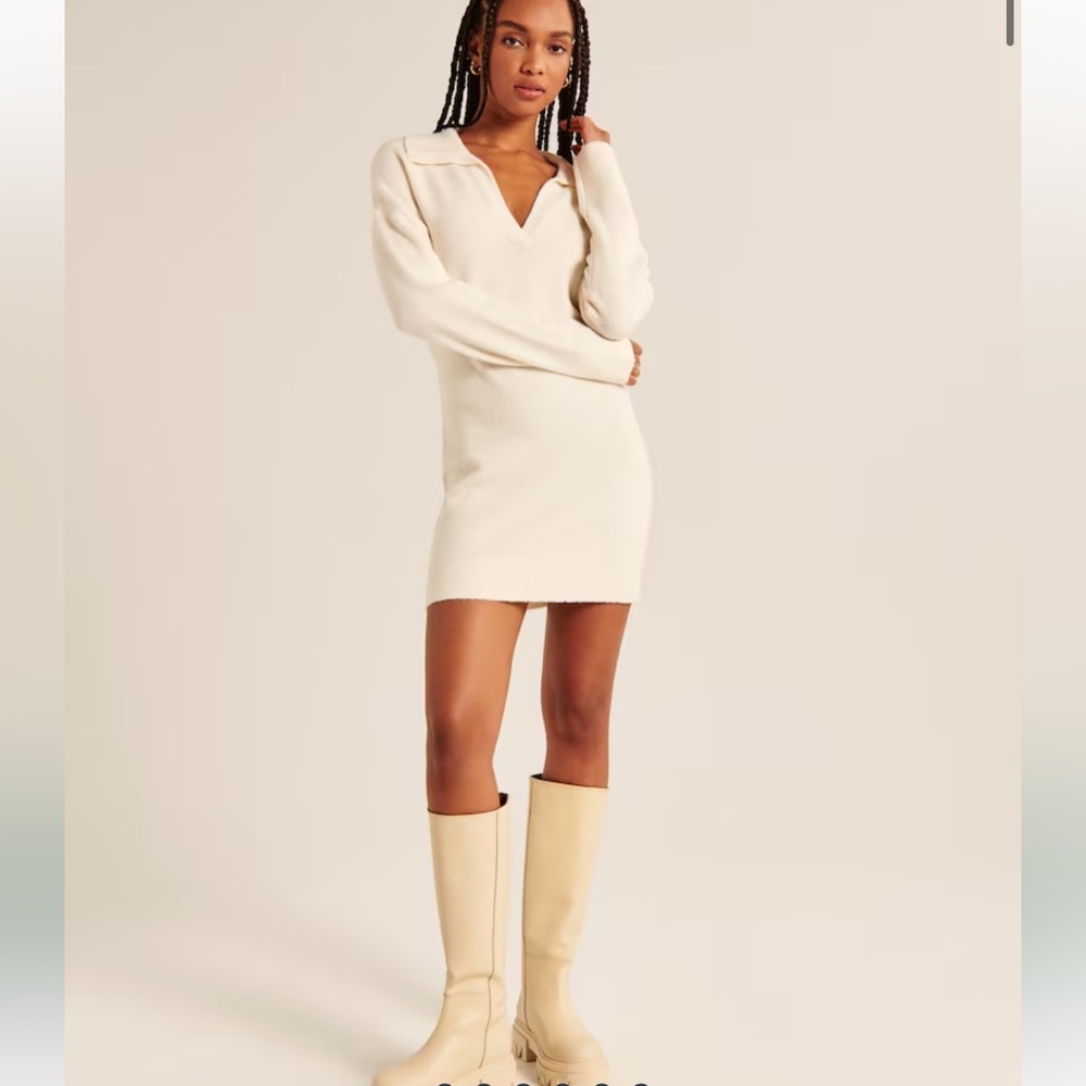 Abercrombie & Fitch Cream Knit Mini Dress